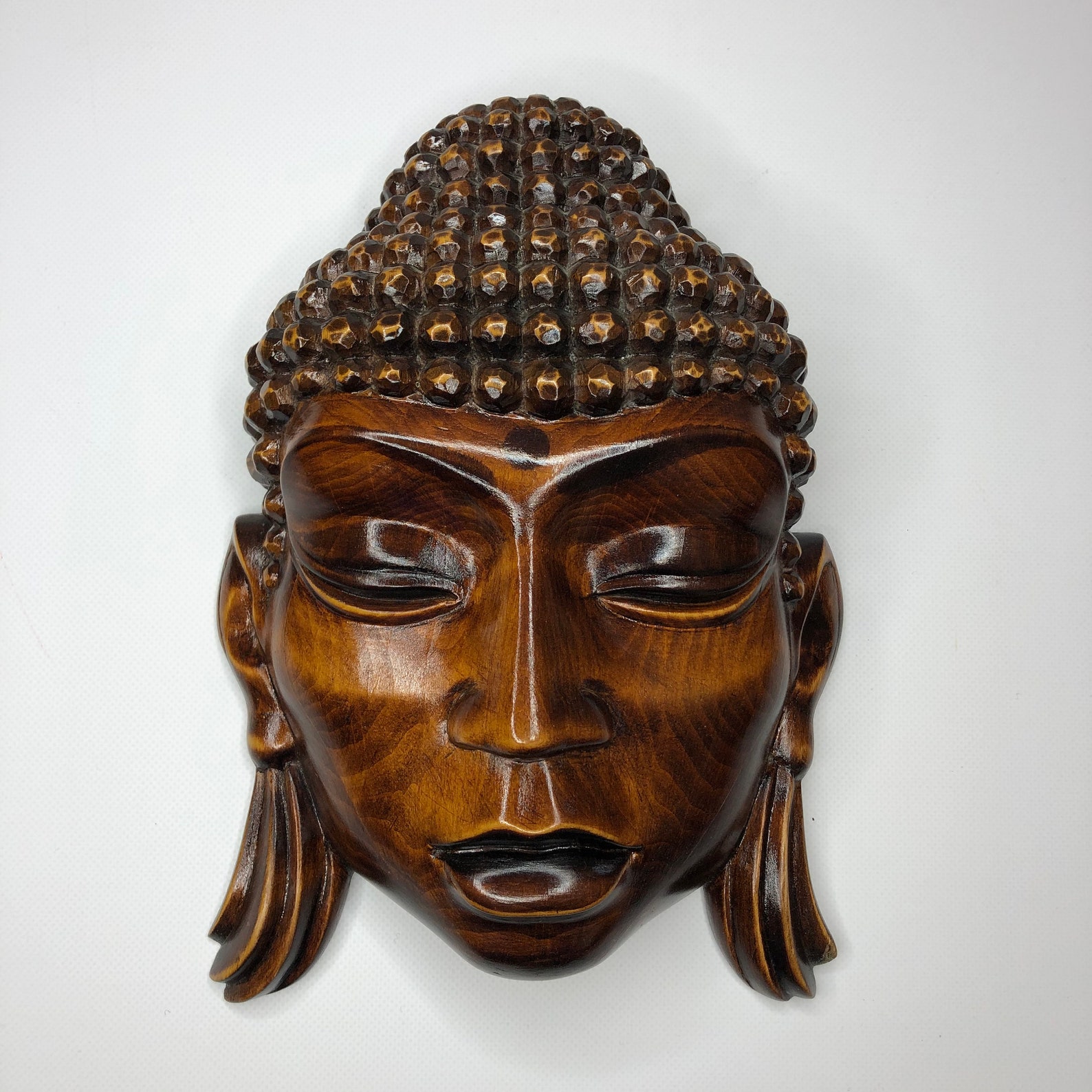 Vintage Wood Mask Buddha Large Wall Mask Carved Mask Wall Etsy