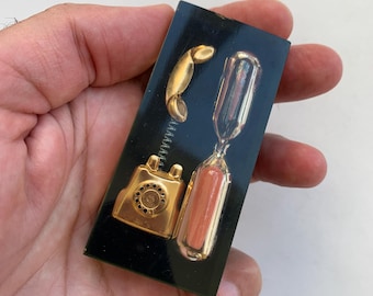 Reloj de arena vintage, teléfono, reloj de arena en miniatura, temporizador de 3 minutos, recuerdo de escritorio, reloj de arena decorativo, decoración del hogar, regalo vintage.