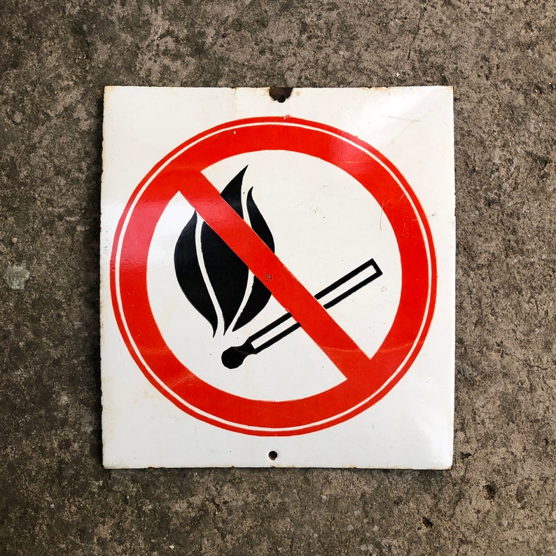 Vintage Enamel Sign Flammable Soviet Sign Warning Sign Etsy