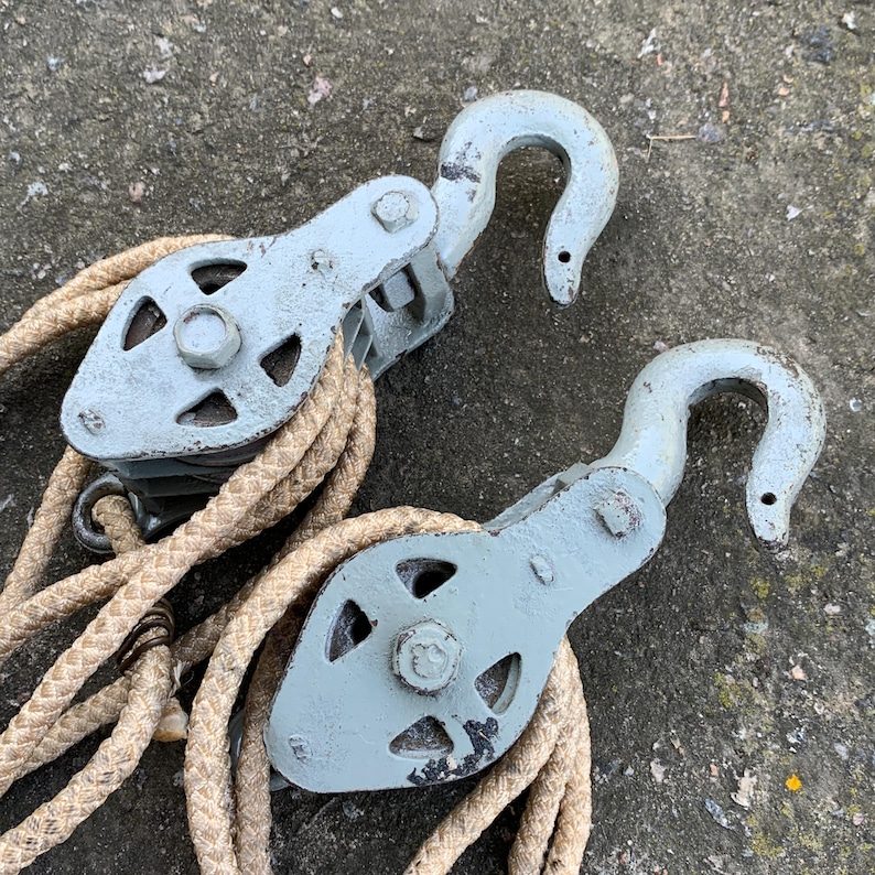 Light Rig Pulleys Vintage Triple Pulley, Pulley Block, Rigging Pulley Block, Rigging ...