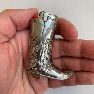 Vintage Lighter Case, Cowboy Boot, Lighter Metal Case, Pocket Lighter, Tobacco Accessory, Gift for Him, Vintage Gift,
