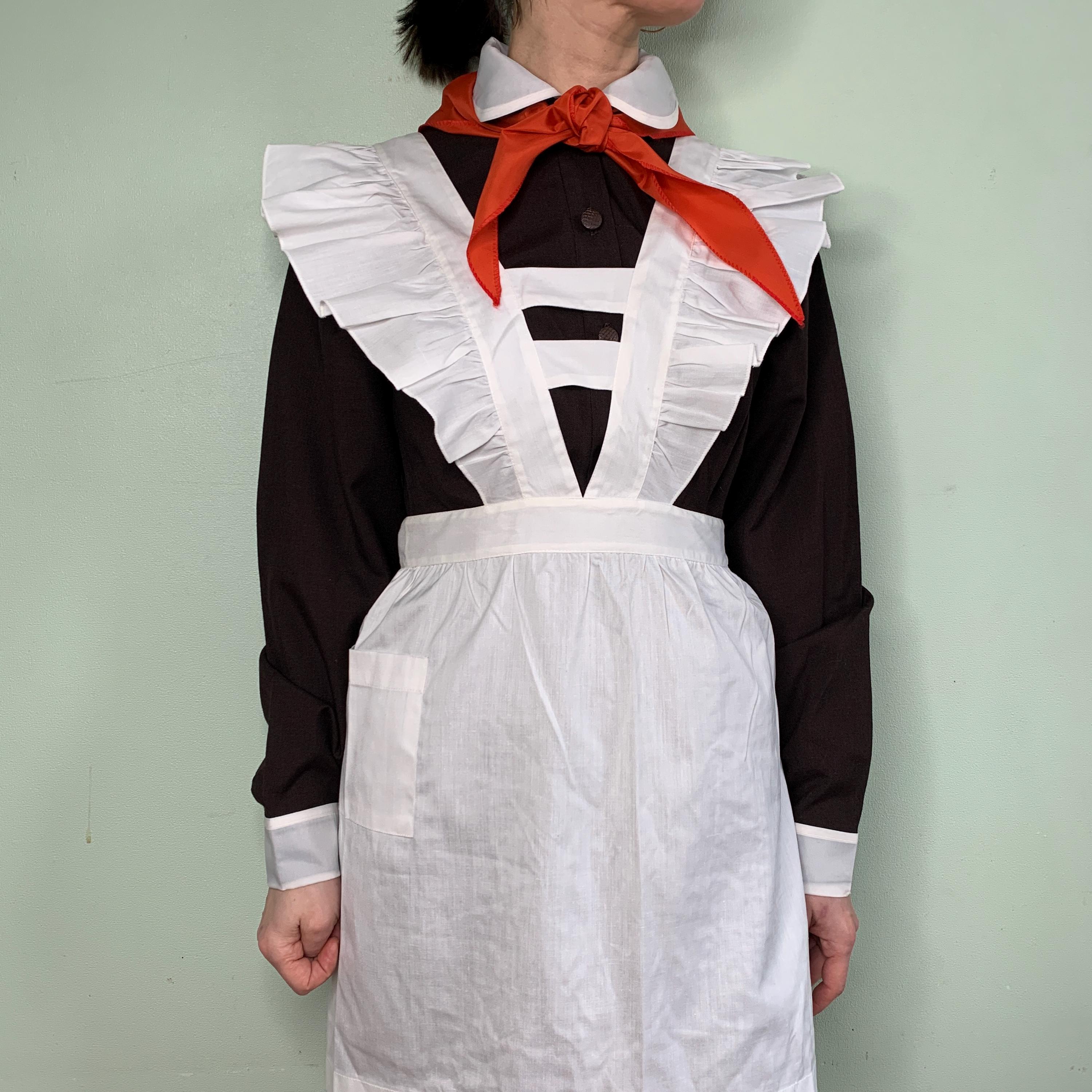 ヴィンテージの制服、ドレス制服、ソビエト学生服、女子制服、茶色の