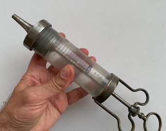 Vintage Medical Syringe, Janet Syringe, Ear Syringe, Large Syringe 100ml, Glass Flushing Syringe, Reusable Syringe, Medical Instrument, Gift