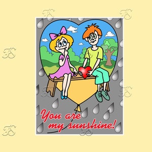 Valentijnsdag. Liefde. Liefdesverklaring. Jij bent mijn zonneschijn! Wenskaart. Briefkaart. Digitaal