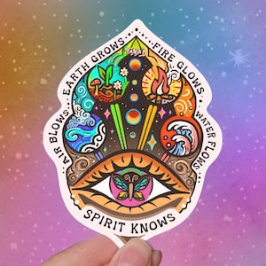 5 ELEMENTI // Adesivo in vinile di messa a terra // Adesivo stregoneria spirituale