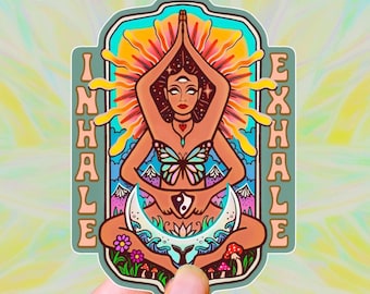INHALE EXHALE Sticker // Meditation Vinyl Sticker // Spiritual Witchy Art