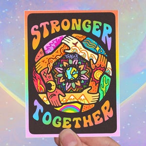 SAMEN STERKER // Weerbestendige vinylsticker // Antiracisme, fascisme en homofobie