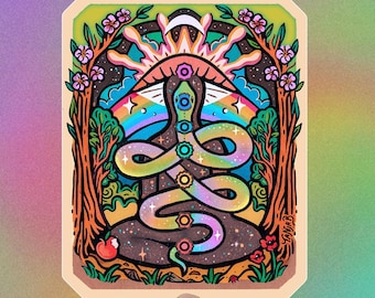 CHAKRAS //  Trippy Vinyl Sticker  // Psychedelic, Meditation, Yogi, Kundalini, Snake