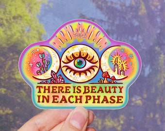 MOONPHASE // Weatherproof Outdoor Sticker // Vinyl 3.7" - Astrology, Cosmic, Manifesting