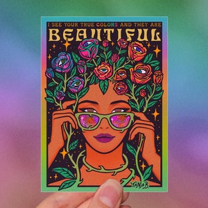 True Colors // Bunte wetterfeste Aufkleber // Vinyl 3" - Natur, Blumen & Retro, Gute Vibes, Trippy Regenbogen Kunst