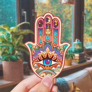 HAMSA Hand // Weatherproof Outdoor Sticker // Vinyl 4" - Nature, Exploring & Scenery