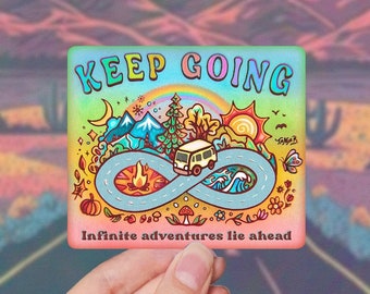 KEEP GOING // Weatherproof Outdoor Sticker // Vinyl 4" - Van, Roadtrip, Trippy