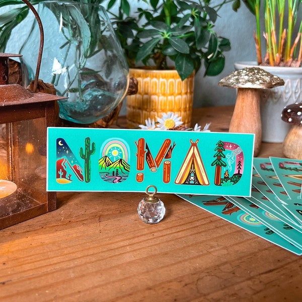 NOMAD // Weatherproof Outdoor & Bumper Sticker // Vinyl 5" - Exploring, Adventurous, Nomadic