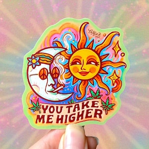 SELTENER AUFKLEBER // Sun and Moon // Vinyl 4" - 420, Hippie, Trippy