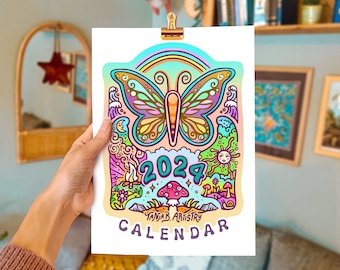 Printable Calendar 2024 // Artsy, trippy, hippie, magic