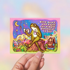 SLOW DOWN  // Postcard, Greeting Card // C6 - Frog, Groovy, Naturelover