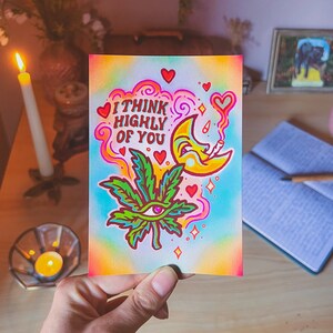 I THINK HIGHLY // Postkarte, Greeting Card, Alter Card, Valentinsgruß // C6 - Trippy Haze