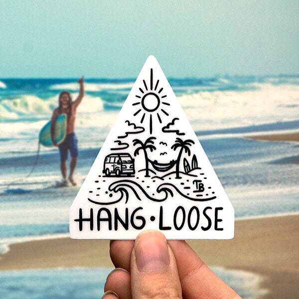 HANG LOOSE // Sticker extérieur et Vanlife résistant aux intempéries // Vinyle 3" - Plage, palmiers, camping-car