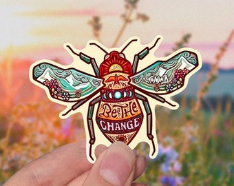 BE THE CHANGE // Weatherproof Outdoor Sticker // Vinyl 3" - Nature, Motivation, Desert & Mountains