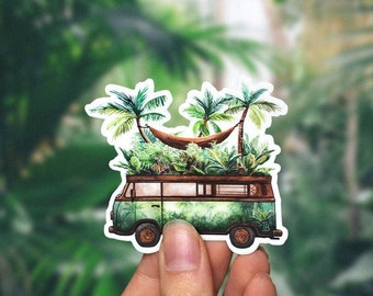 JUNGLE VAN // Weatherproof Outdoor & Vanlife Sticker // Vinyl 3" - Nature, Kombi and Tropical