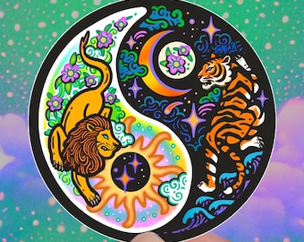 YIN & YANG VAN //  Psychedelic Vinyl sticker // Karma, Balance, Harmony