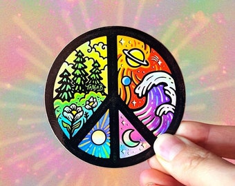 RARE STICKER // Holographic PEACE // Vinyl 4" - Hippie, Cosmic, Trippy