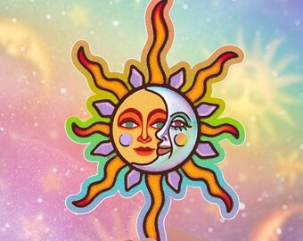 ECLIPSE // SUN & MOON // Weatherproof Outdoor Sticker // Vinyl 3.5" - Astrology, Cosmic,