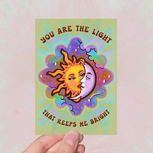 Vous êtes la lumière // Carte postale, carte de voeux, carte de rechange, Saint-Valentin // C6 - Soleil et lune, les amoureux