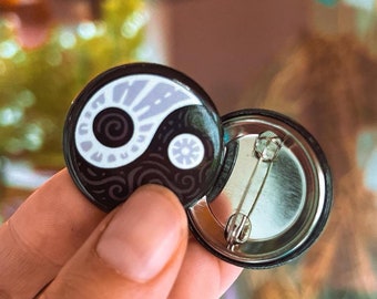 YING AND Yang Button // Durable Steel Pin // 1.2" - Balance, Yoga & Karma
