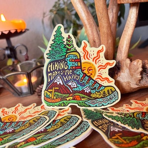 HIKING MAKES Me HAPPY // Weatherproof Outdoor Sticker // Vinyl 4 Nature, Exploring & Scenery image 2