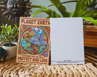 PLANET EARTH // Postcard, Greeting Card // C6 - Trippy, Spiritual, Hippie
