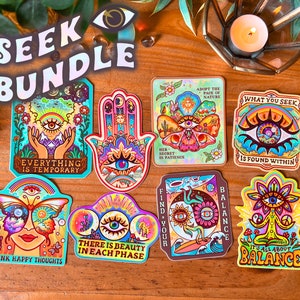 What You Seek is Found Within // Weatherproof Outdoor Sticker // Vinyl 3.5 Trippy, Spiritual, Hippie Seek BUNDLE