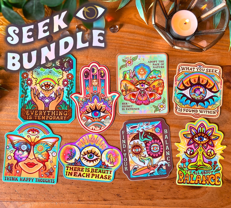 What You Seek is Found Within // Weatherproof Outdoor Sticker // Vinyl 3.5 Trippy, Spiritual, Hippie Seek BUNDLE