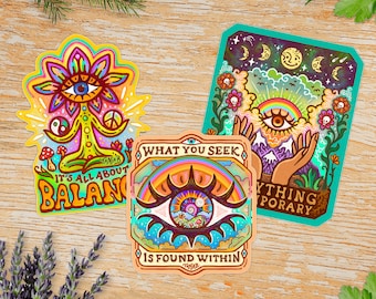 Sticker Pack of 3 // MINDS EYE Sticker Bundle  // Vinyl 3" - growth and spirituality