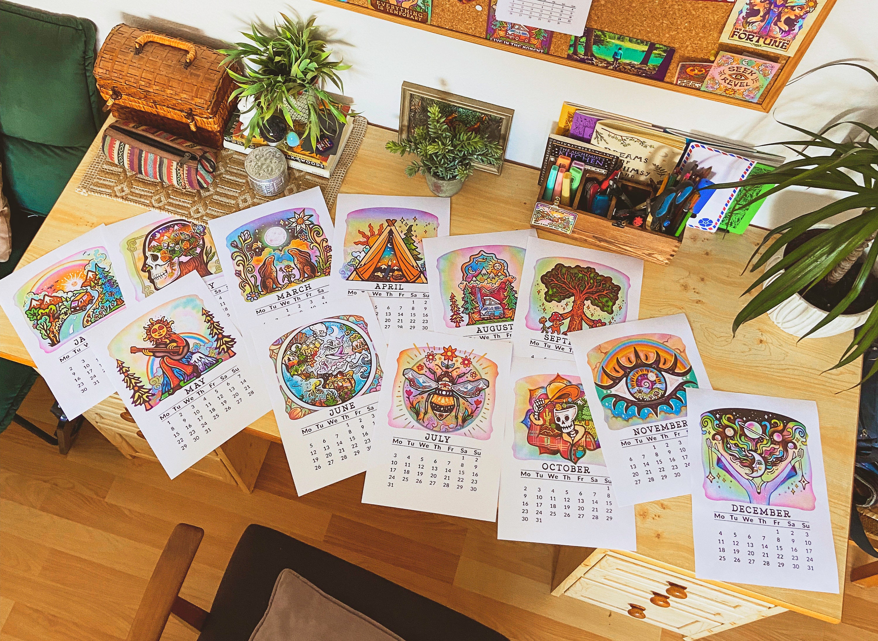 Printable DIY Calendar 2023 With Trippy Hippie and Witchy Etsy UK