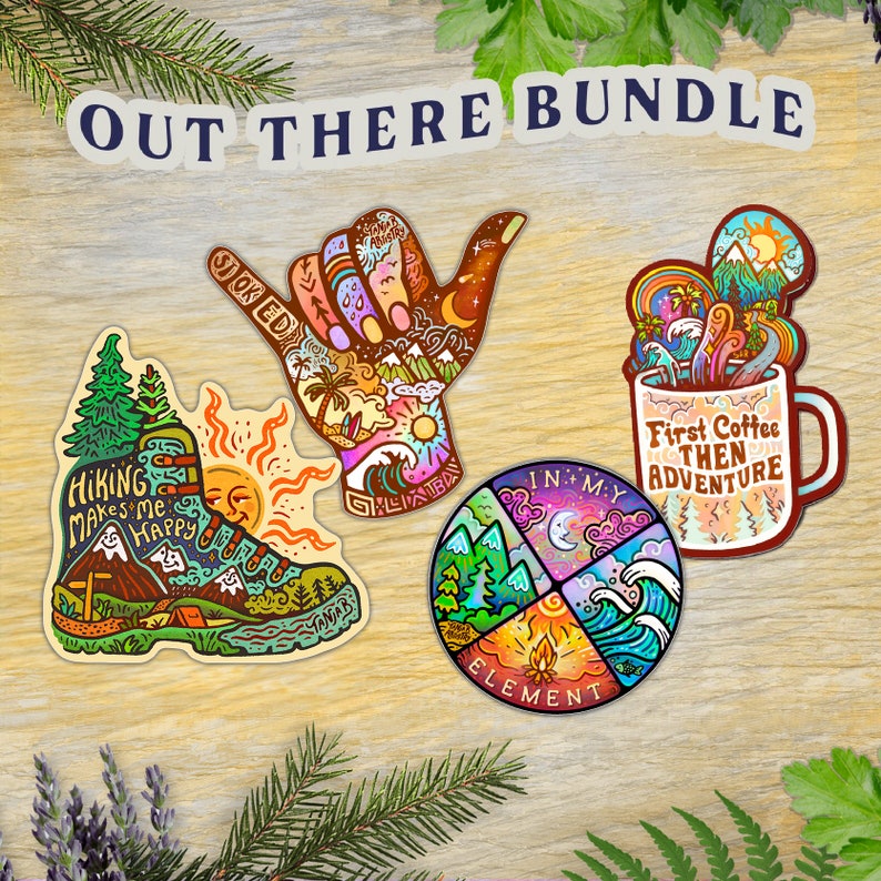 HIKING MAKES Me HAPPY // Weatherproof Outdoor Sticker // Vinyl 4 Nature, Exploring & Scenery Out There BUNDLE
