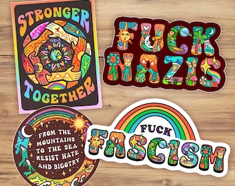 RESIST BUNDLE // Weatherproof Vinyl Sticker //  Anti Racism, Fascism & Homophobia