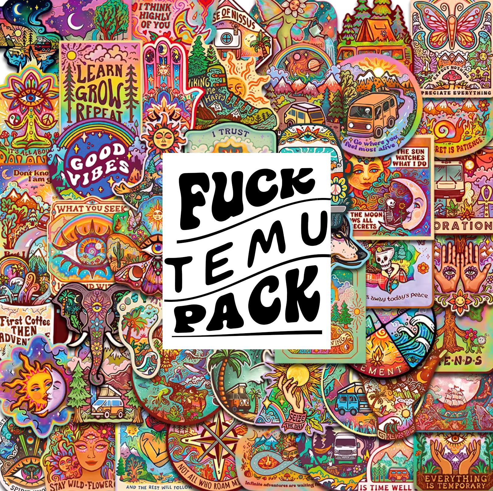 FUCK TEMU PACK // 50 Vinyl Stickers - Hippie, Trippy, Camping - Etsy
