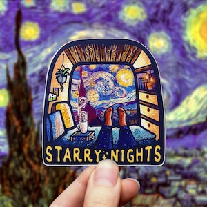 STARRY NIGHTS // Weatherproof Outdoor & Vanlife Sticker // Vinyl 3" - Van Gogh Style, Van Dwelling and Scenery