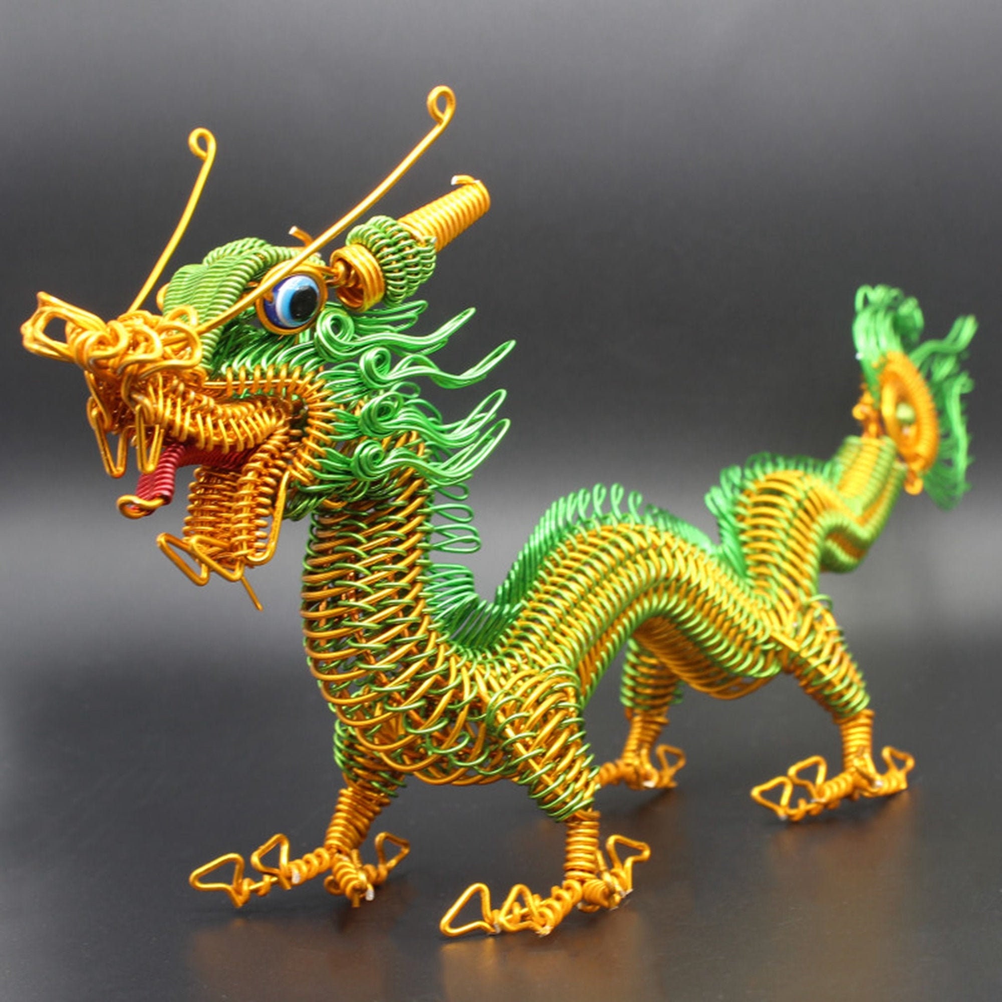 Wire Dragon Statue Sculpture Decor Feng Shui Ornament Etsy