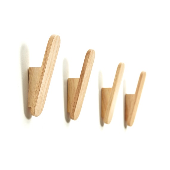 Rustic Wooden Coat Hook Wall Mounted Modern Wood Wall Hooks Etsy UK