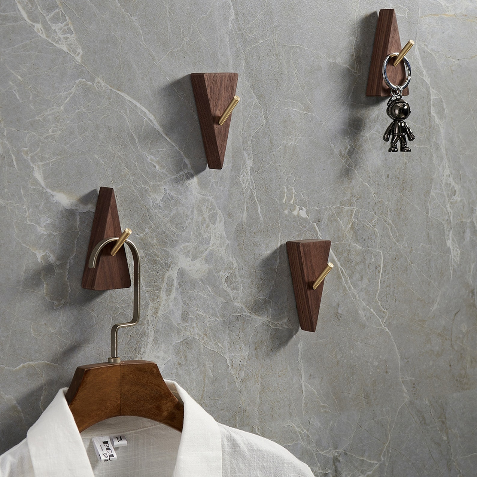 Set of 4 Entryway Wooden Coat Hooks Wall Mount Black Walnut Etsy