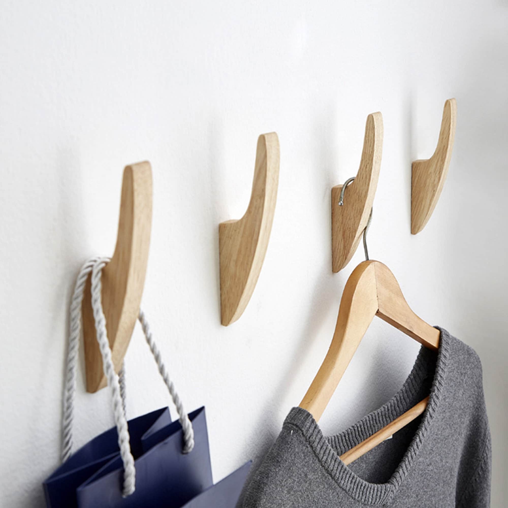 Modern Wood Wall Mounted Coat Hanger Hooks for Entryway and Hallway, Retro Robe  Hook and Vintage Coat Rack, Ideal Towel Hooks and Holder 