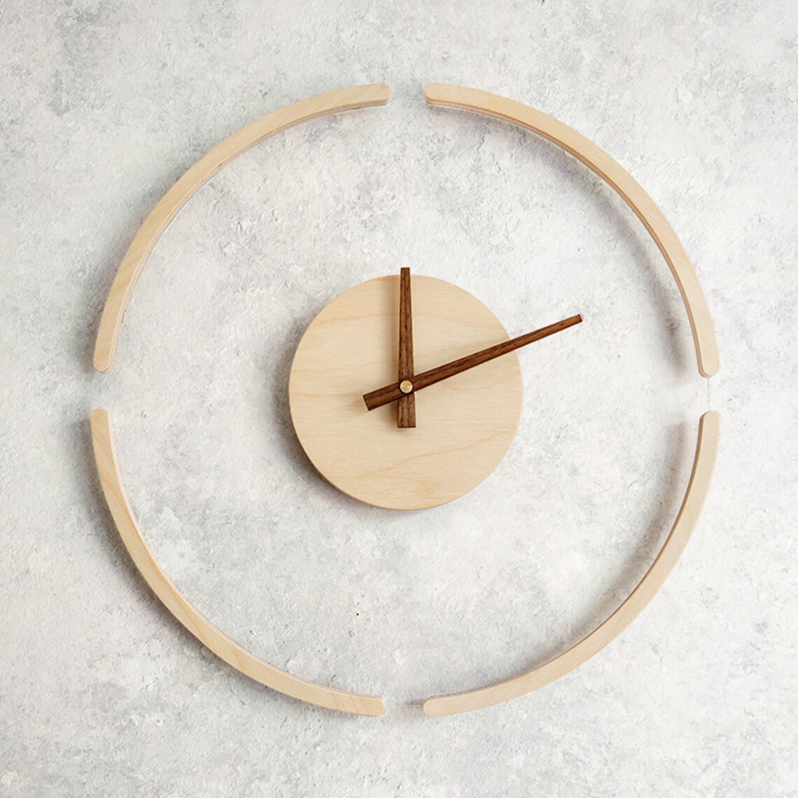 Large modern wood wall clock decor Unique crafted glass clock Etsy