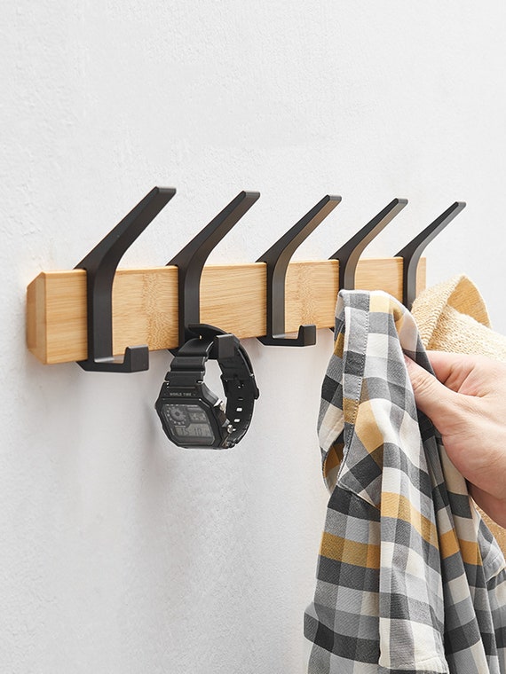Modern Wood Coat Rack Wall Mount Entryway Coat Hooks Rustic Etsy UK