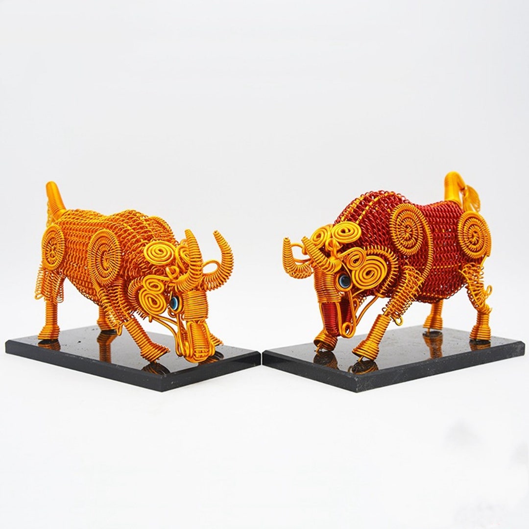 Golden Bull Statue Sculpture Ornament 2021 Year of the Ox Etsy