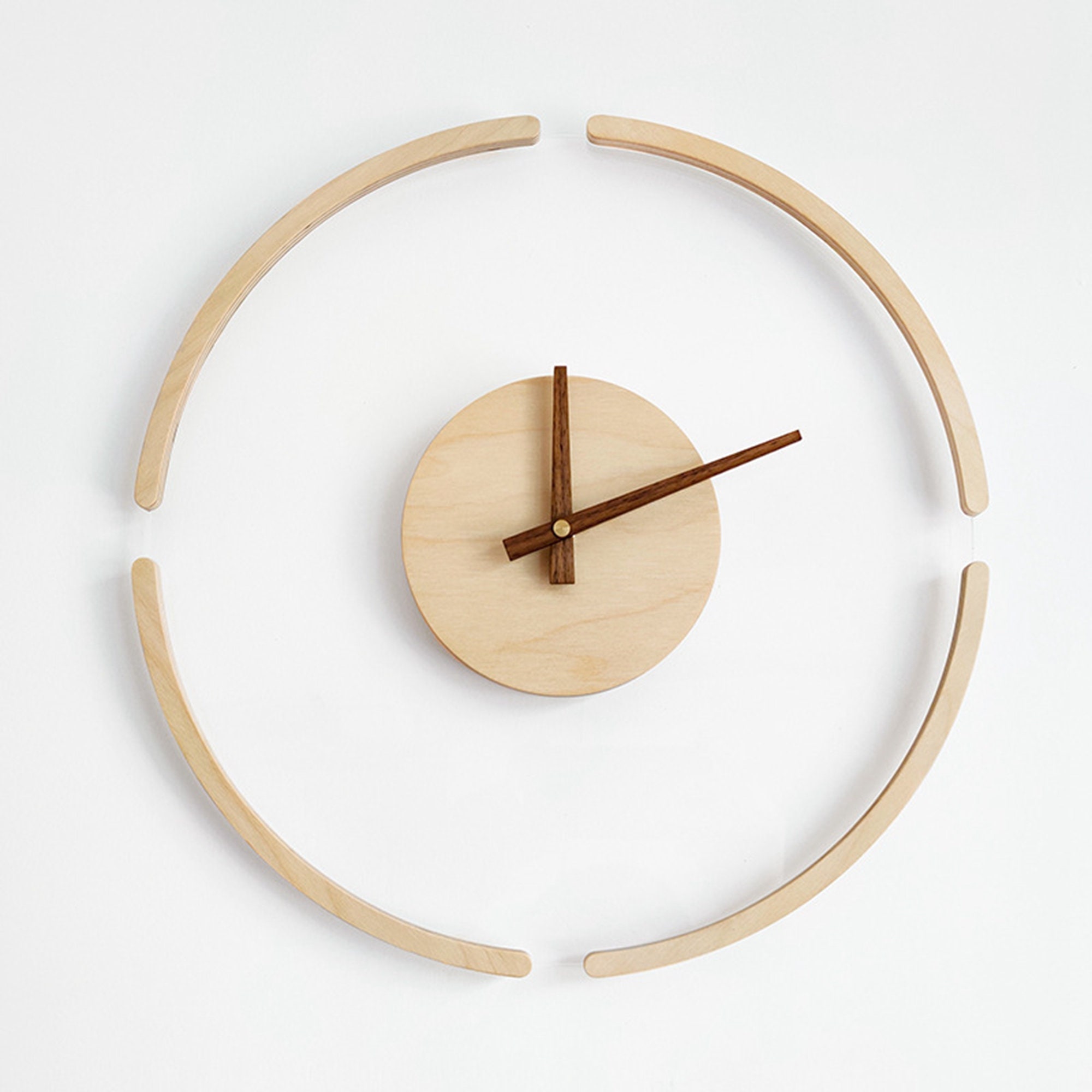 Large modern wood wall clock decor Unique crafted glass clock Etsy