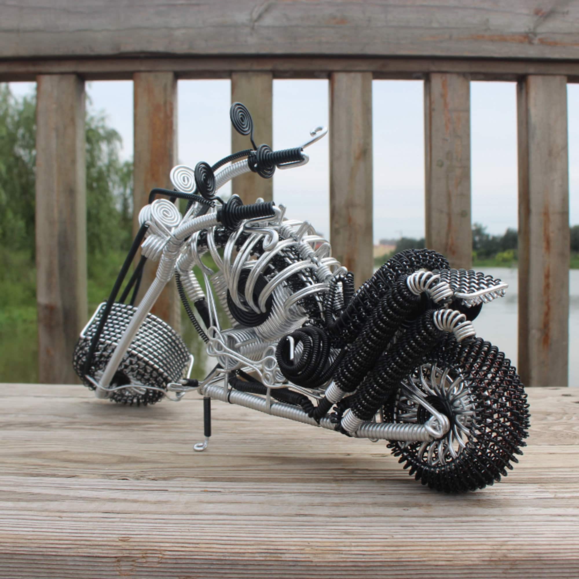 Metal motorcycle statue sculpture decor Modern motorcycle Etsy