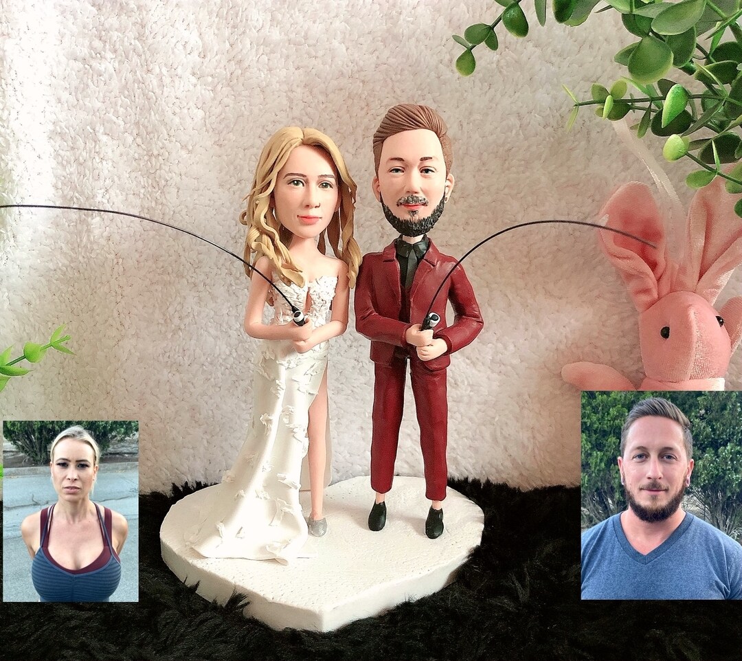 Custom Wedding Cake Topper Bride and Groom Figurines Clay Art - Etsy ...