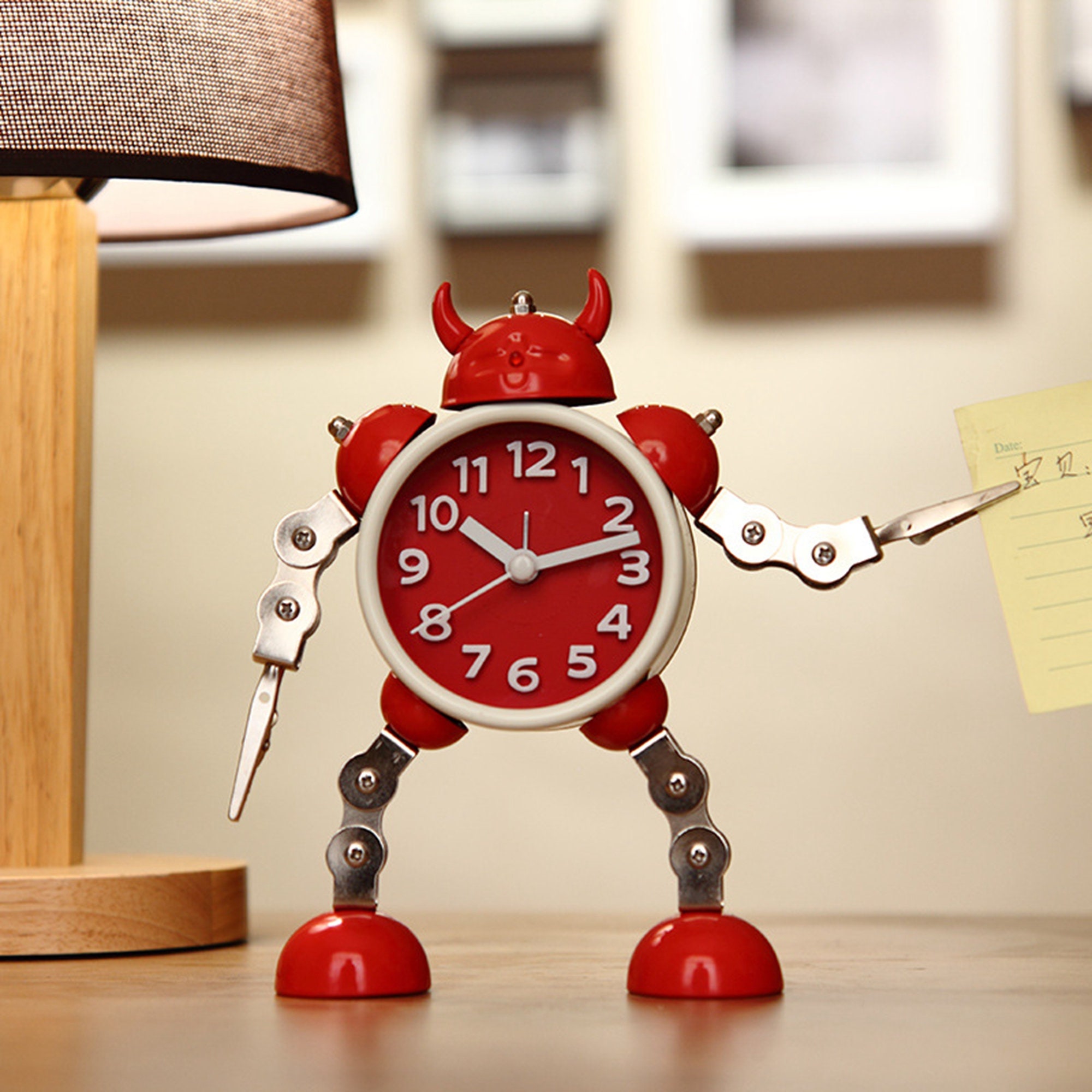 Robot Silent Alarm Clock for Kids Boys, Blue Wake up Digital Clock